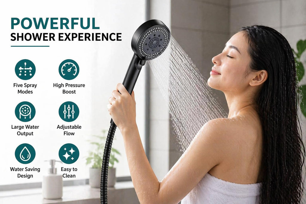 Shower Head High Pressure Handheld 5 Spray Modes Adjustable Settings Bathroom Hand Sprayer for Customised Water Flow and Comfort - image 6
