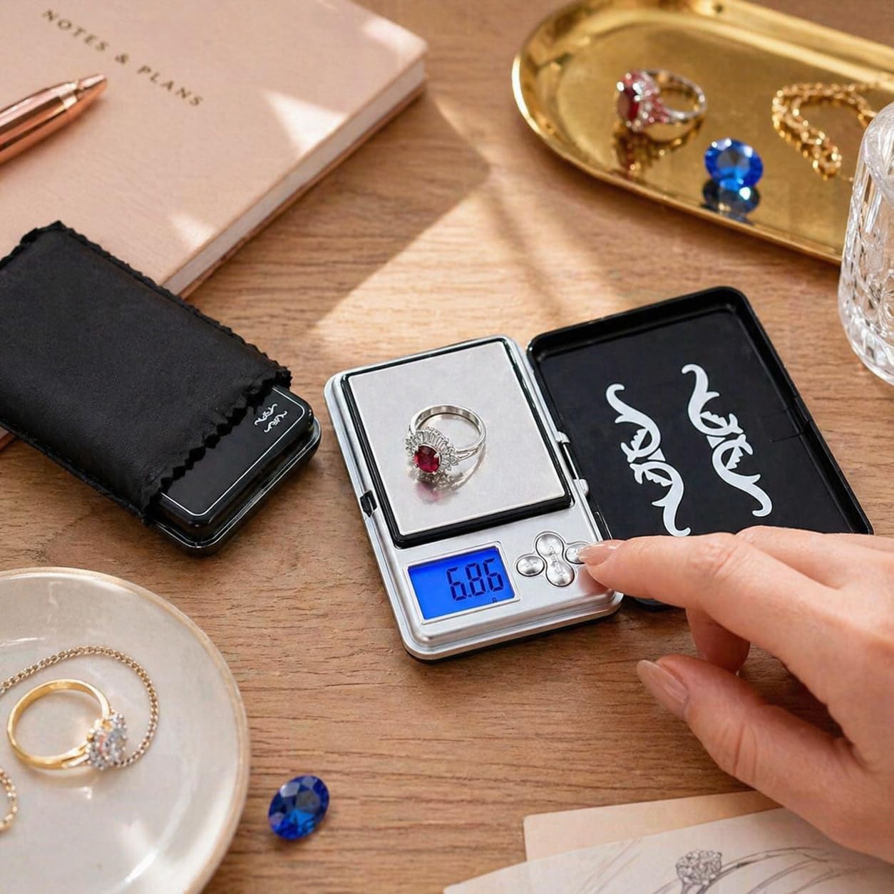 Digital Pocket Scale 200g x 0.01g, Mini Precision Jewelry Scale with LED Display for Gold, Silver, Diamonds, Coins and Small Items, Black and Silver - image 7