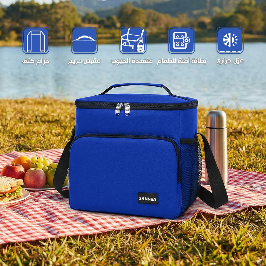 Insulated Lunch Bag 12L Thermal Cooler Tote, Waterproof Leakproof Lunch Box Carrier for Hot Cold Food Work School Picnic Travel, BB-544 (Blue) - image 2