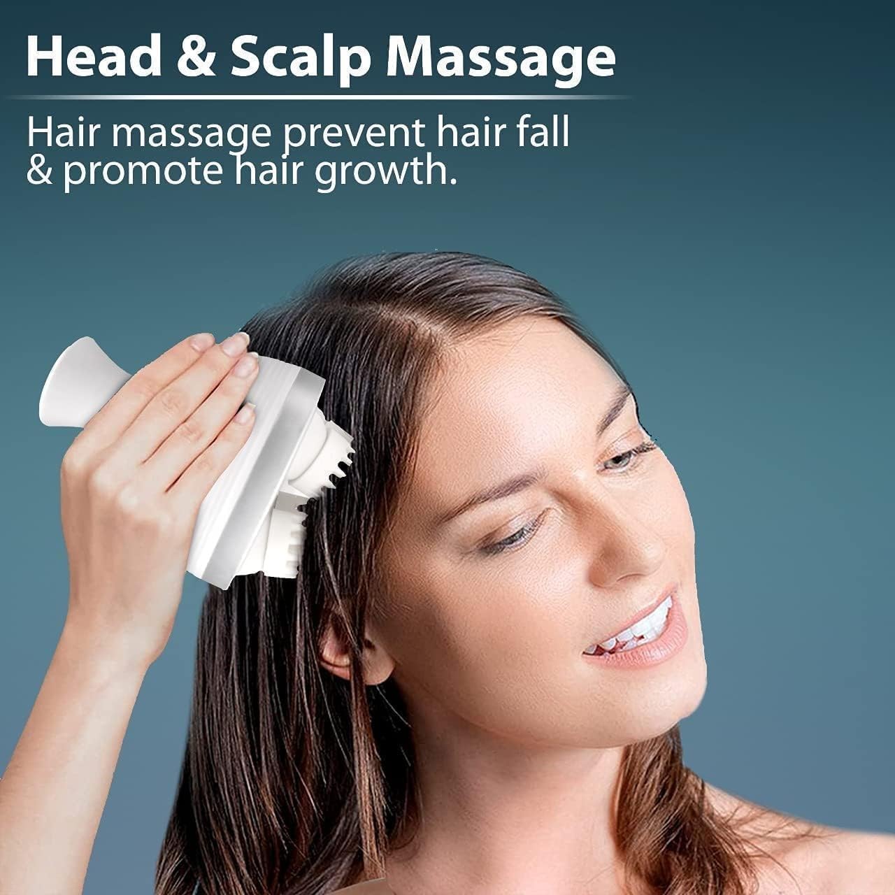 Scalp Massager, Handheld 3D Kneading Head Massage Brush for Shower and Daily Hair Care, Compact Portable Design for Home and Travel (White) - image 5