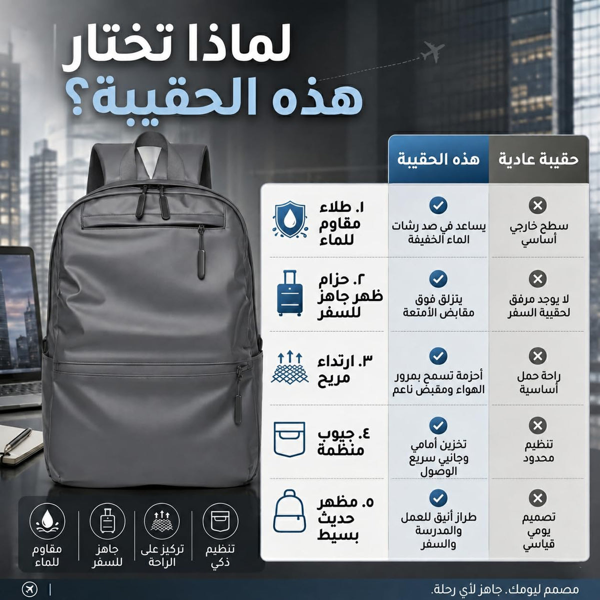 Laptop Backpack with USB Charging Port, Lightweight Nylon Multi-Pocket Large Capacity Bag for Work, School, University and Travel, Men and Women (Grey) - image 4