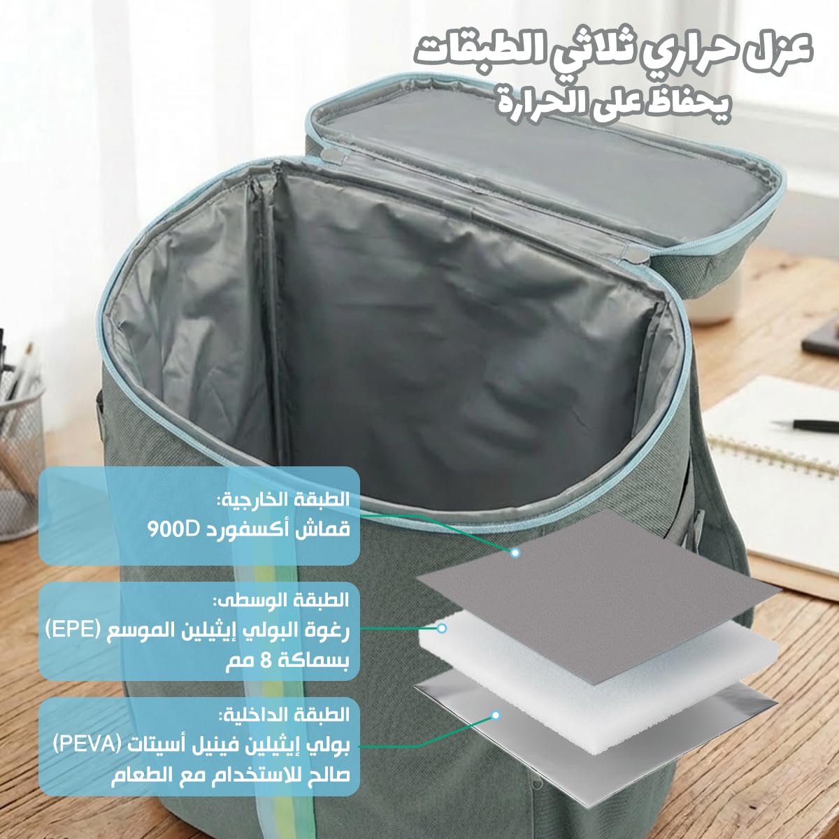 Insulated Lunch Bag 23L, Large Thermal Cooler Tote with Leak-Resistant Lining for Hot and Cold Food, Reusable Meal Carrier for Work, School, Picnic and Travel, BB-530 - image 5