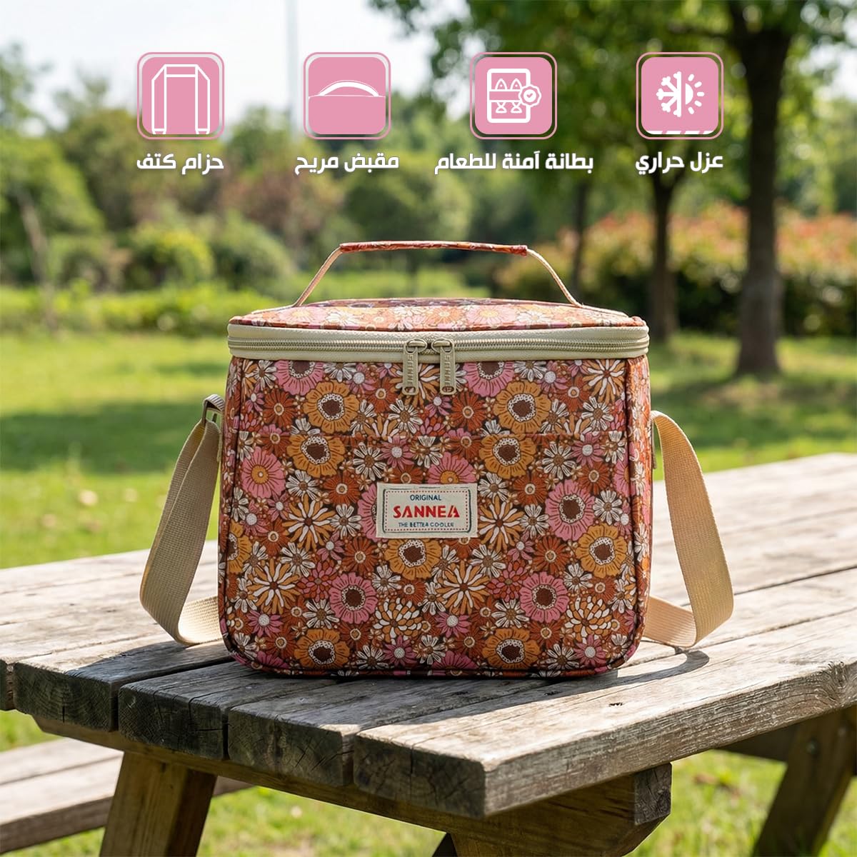 Lunch Bag 7.5 L, Insulated Thermal Cooler Tote, Waterproof Leak-Resistant Food Storage for Hot and Cold Meals, Work, School, Picnic and Travel, BB-548 (Floral) - image 2