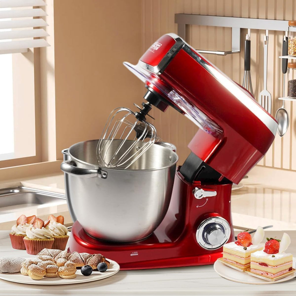 Stand Mixer 1500W with 8L Stainless Steel Bowl, 6 Speeds and Pulse, Metal Gear System, Dough Hook, Whisk, Beater, Scraper and Non-Slip Feet, Black, KM3051 - image 7