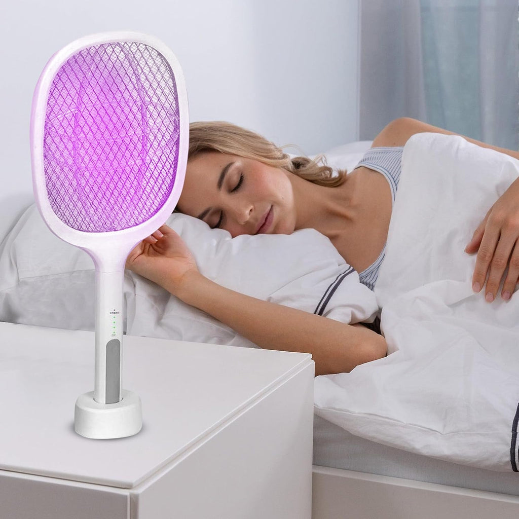 Electric Mosquito Swatter Bug Zapper Racket, portable, rechargeable, lightweight, for Work Outdoor Home Kitchen, White - image 6