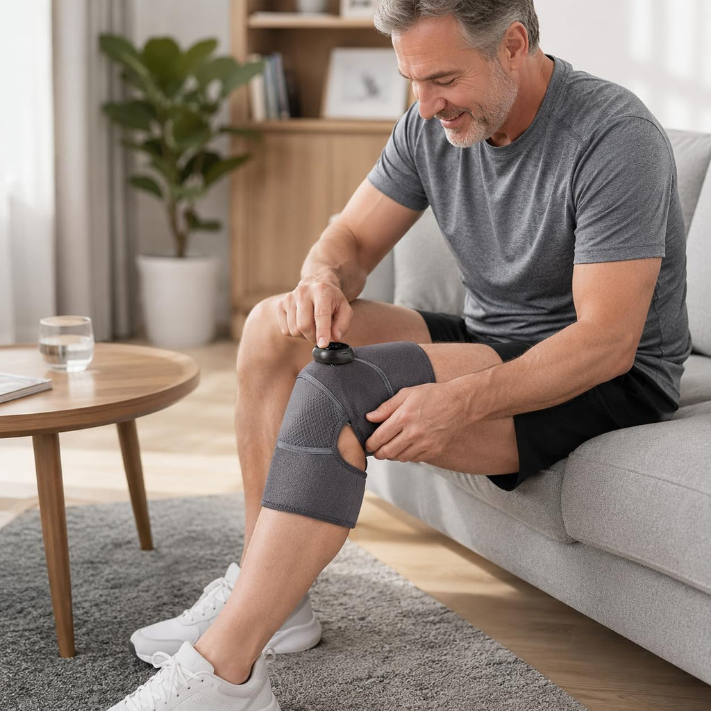 Knee Massager with Heat and Vibration, Cordless Adjustable Wrap for Daily Comfort and Relaxation at Home, Office and Travel, Grey - image 7