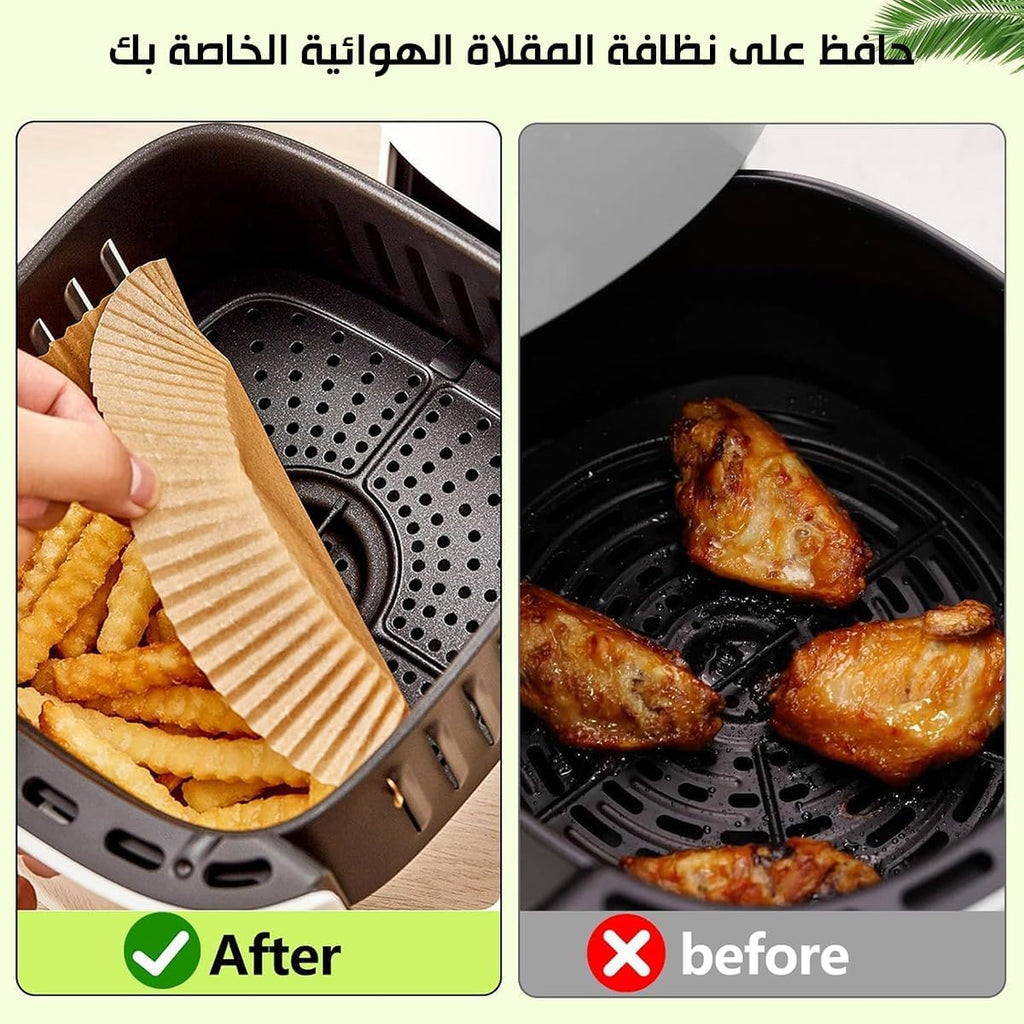 Air Fryer Liners 100 Pcs with 220 ml Oil Spray Bottle, Parchment Paper Disposable Non Stick Oil Proof Water Proof for Baking Roasting Microwave Steamer Frying Pan, Easy Cleanup - image 5