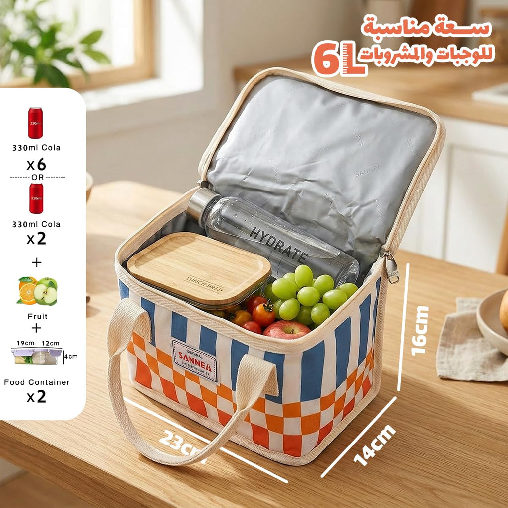 Insulated Lunch Bag 6L, Compact Thermal Cooler Tote with Leak-Resistant Lining and Water-Resistant Food Carrier Design for Work, School, Picnic and Travel, BB-552 - image 3