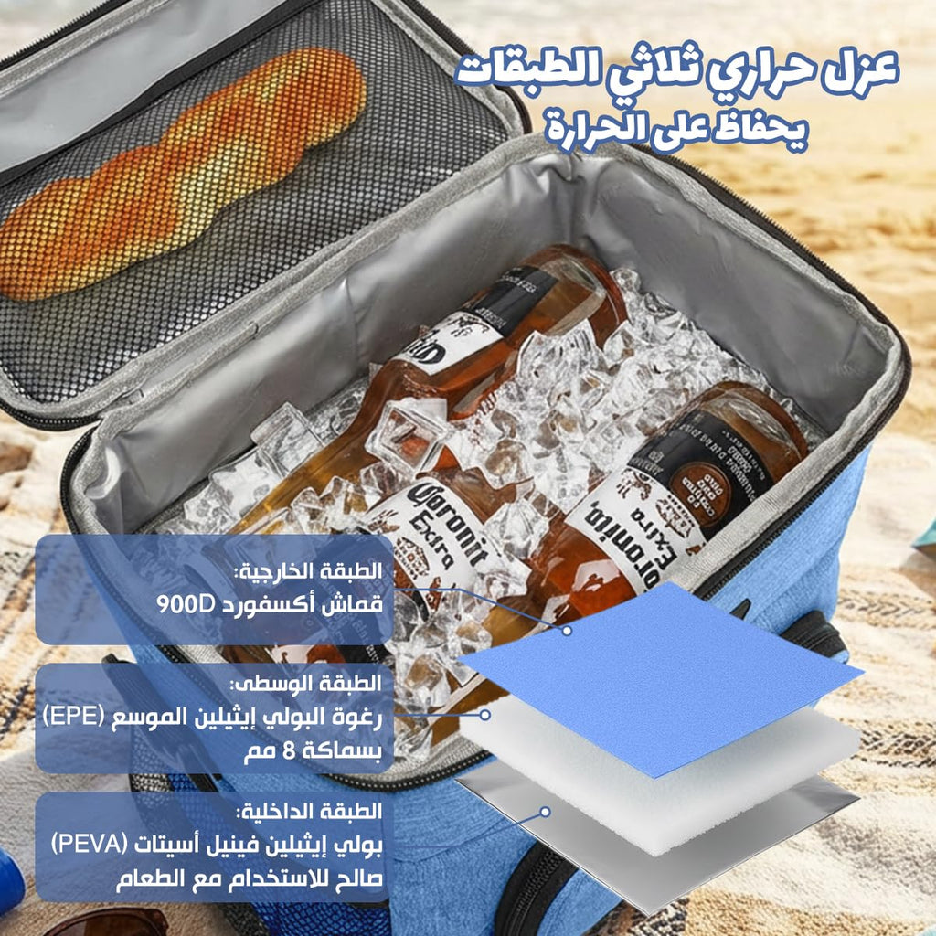 Insulated Lunch Cooler Tote with Leak-Resistant Lining for Hot and Cold Food, Reusable Meal Bag for Work, School, Picnic and Travel, BB-527, (Blue) - image 5