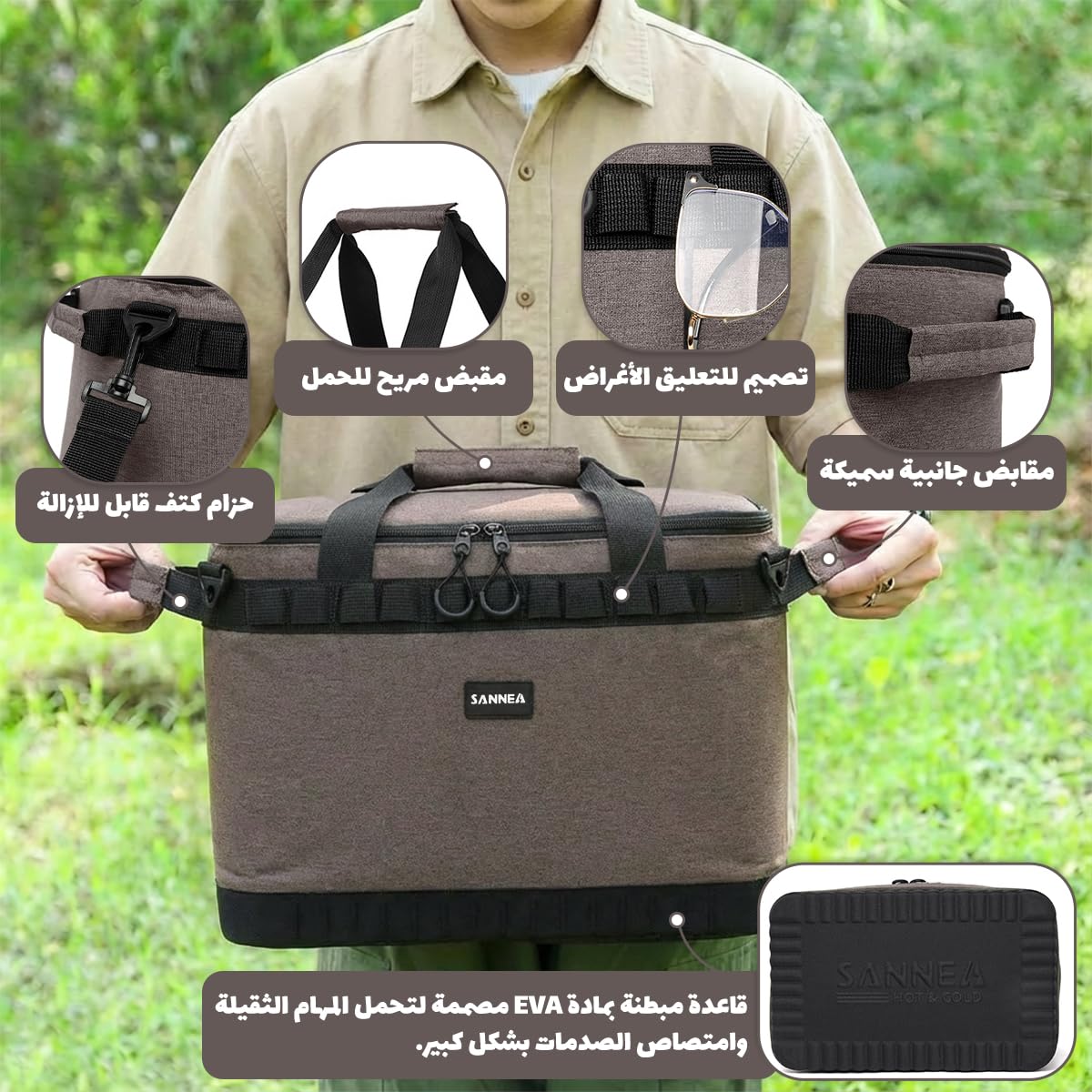 Lunch Bag 26L Large Insulated Thermal Cooler Tote, Waterproof Leakproof Food Storage Bag for Work School Travel Picnic, BB-517 (Brown, 26 L) - image 4