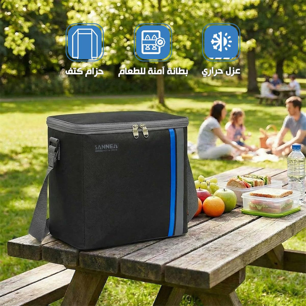 Insulated Lunch Bag 16L Thermal Cooler Bag for Food, Waterproof Leakproof Lunch Box Carrier for Work School Travel Picnic, BB-570 (Black/Blue) - image 2