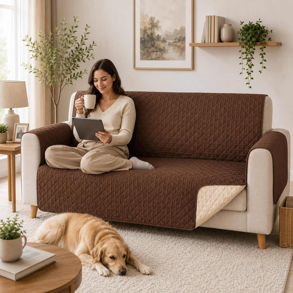 Sofa Cover 2 Seater, Reversible Furniture Protector for Kids and Pets, Couch Slipcover for Living Room, Helps Reduce Mess and Wear, SB-279 - image 7