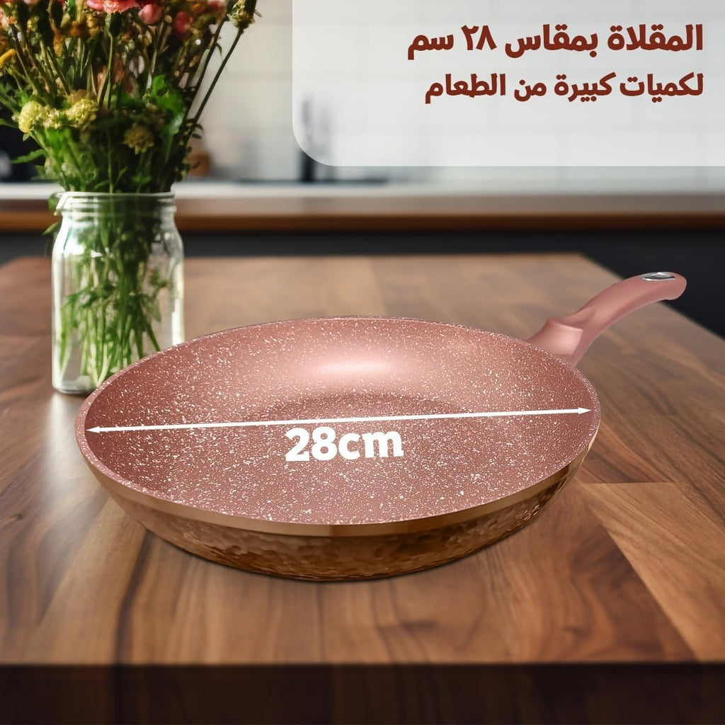 Granite Frying Pan - Non Stick Pot, Cookware Set with Heat Resistant Handle, Granite Coating PFOA, BPA & Lead Cadmium Free, Gas Stoves, Soft Touch, Easy to Clean (28 CM) - image 2