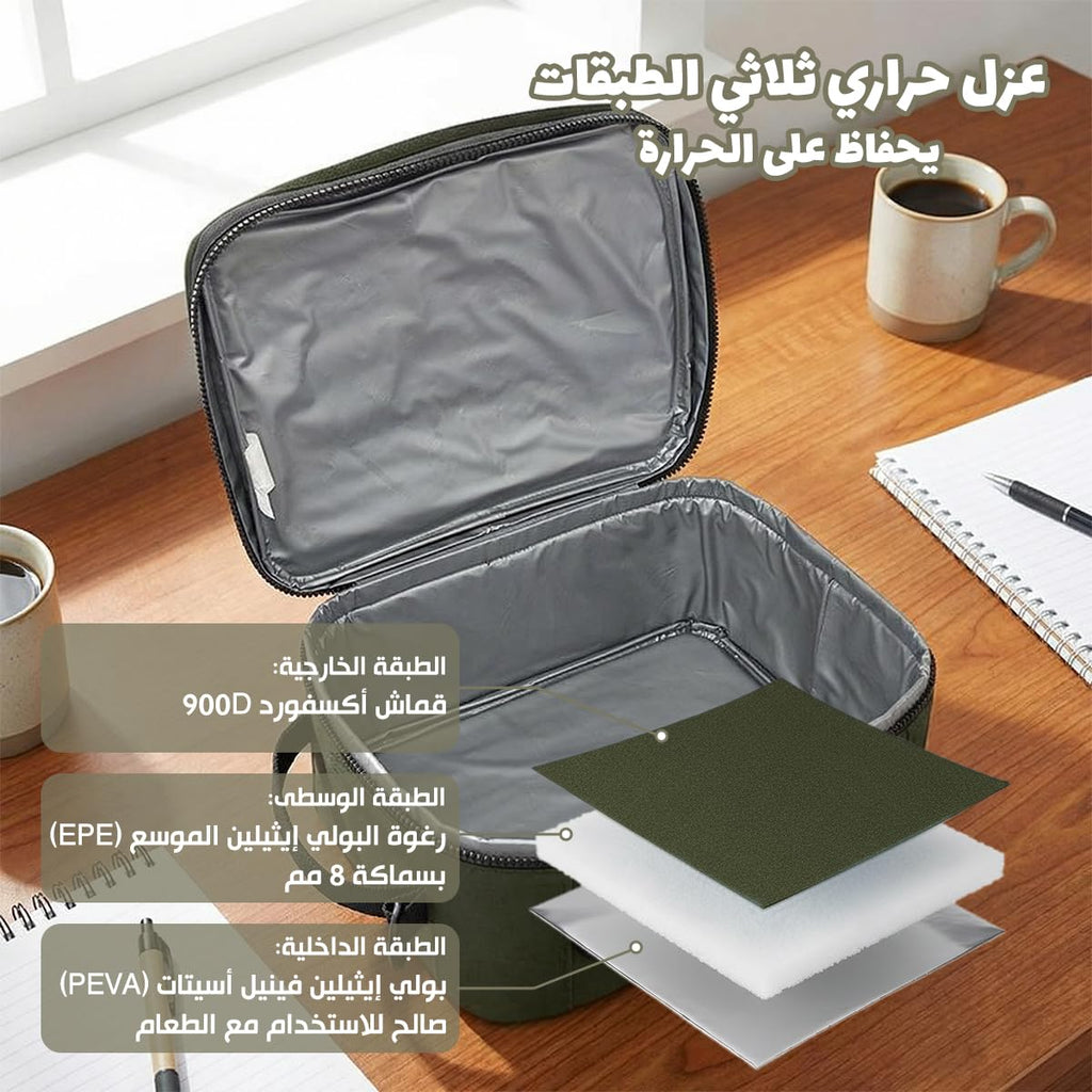 Insulated Lunch Bag 9L, Thermal Cooler Tote with Water-Resistant Design and Leak-Resistant Lining for Hot and Cold Food, Work, School, Picnic and Travel, BB-531 (Dark Green) - image 4