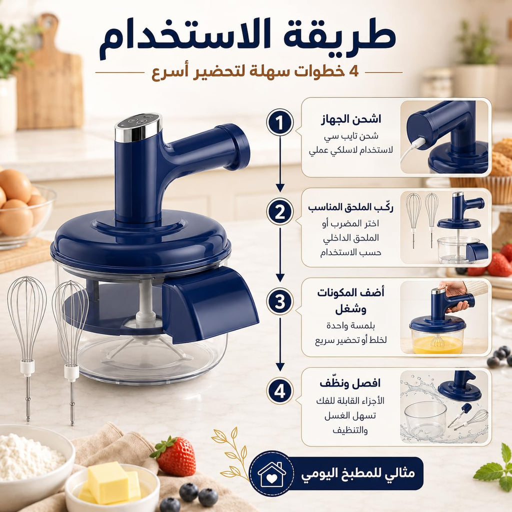 Vegetable Peeler and Egg Beater 2 in 1, 5-Blade Fruit and Potato Peeling Tool with Removable Whisk Attachment for Eggs, Batter Mixing and Food Preparation, T-1280 (Blue) - image 5