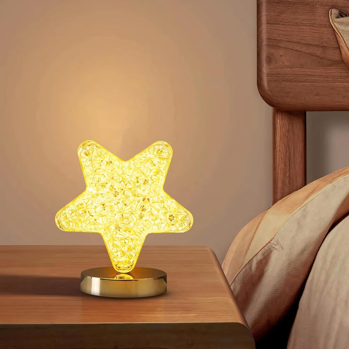 Crystal Table Lamp LED, Golden Acrylic Touch Lamp with 3 Light Modes and Dimmable Brightness, Decorative Bedside Night Light for Bedroom, Living Room and Desk (Gold, Model 8207) - image 6