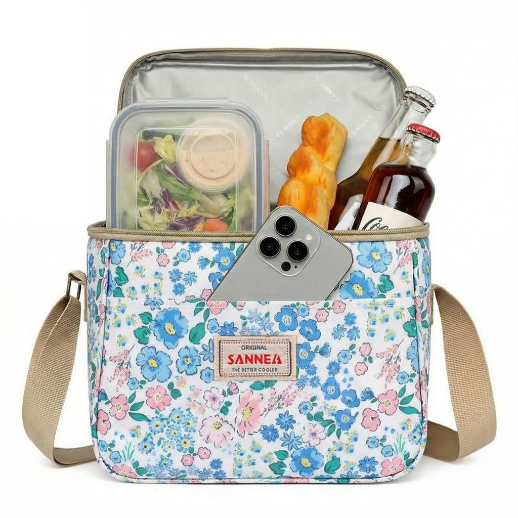 Insulated Lunch Bag 7.5L, Thermal Cooler Tote with Leak-Resistant Lining for Hot and Cold Food, Reusable Meal Bag for Work, School, Picnic and Travel, BB-548, Pastel Floral - image 1