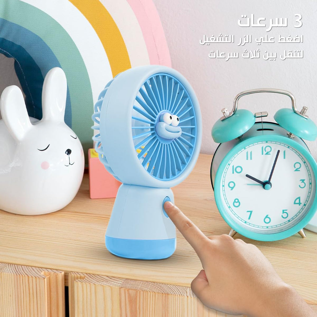 Mini Fan, USB Handheld and Desk Fan with 3 Speeds, Compact 1.5W Personal Cooling Fan for Home, Office, Study and Travel, YS-2325 (Blue) - image 4