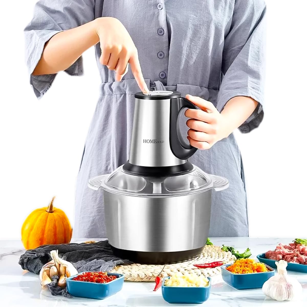 Meat Grinder Electric Food Chopper 3L, 800W Meat Mincer with Double Layer 4 Blades, 2 Speeds Kitchen Processor for Meat Vegetables Nuts Sauces - image 1