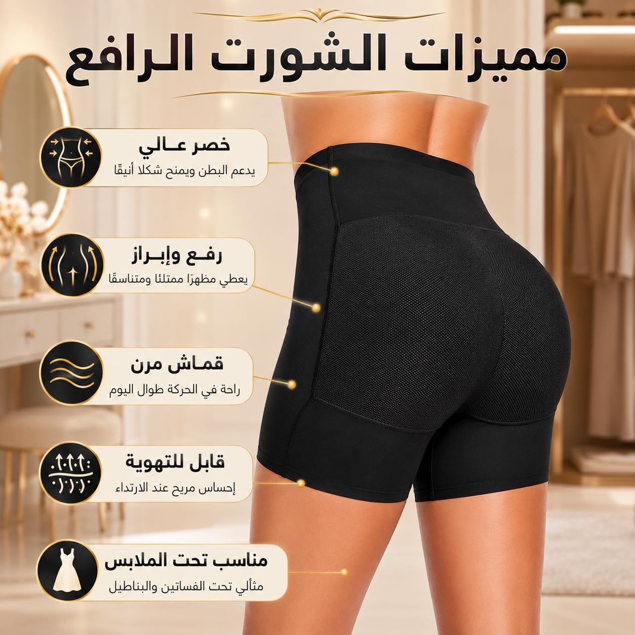 Shapewear for Women, High-Waist Tummy Control Butt Lifter Shorts with Padded Hip Enhancers, Seamless Breathable Body Shaper Underwear, Black, XL - image 3