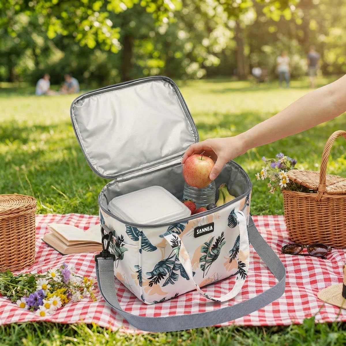Lunch Bag 7 L, Insulated Thermal Cooler Tote, Waterproof Leakproof Reusable Food Storage for Hot and Cold Meals, Work, School, Picnic and Travel, BB-547 (Tropical Leaves) - image 5