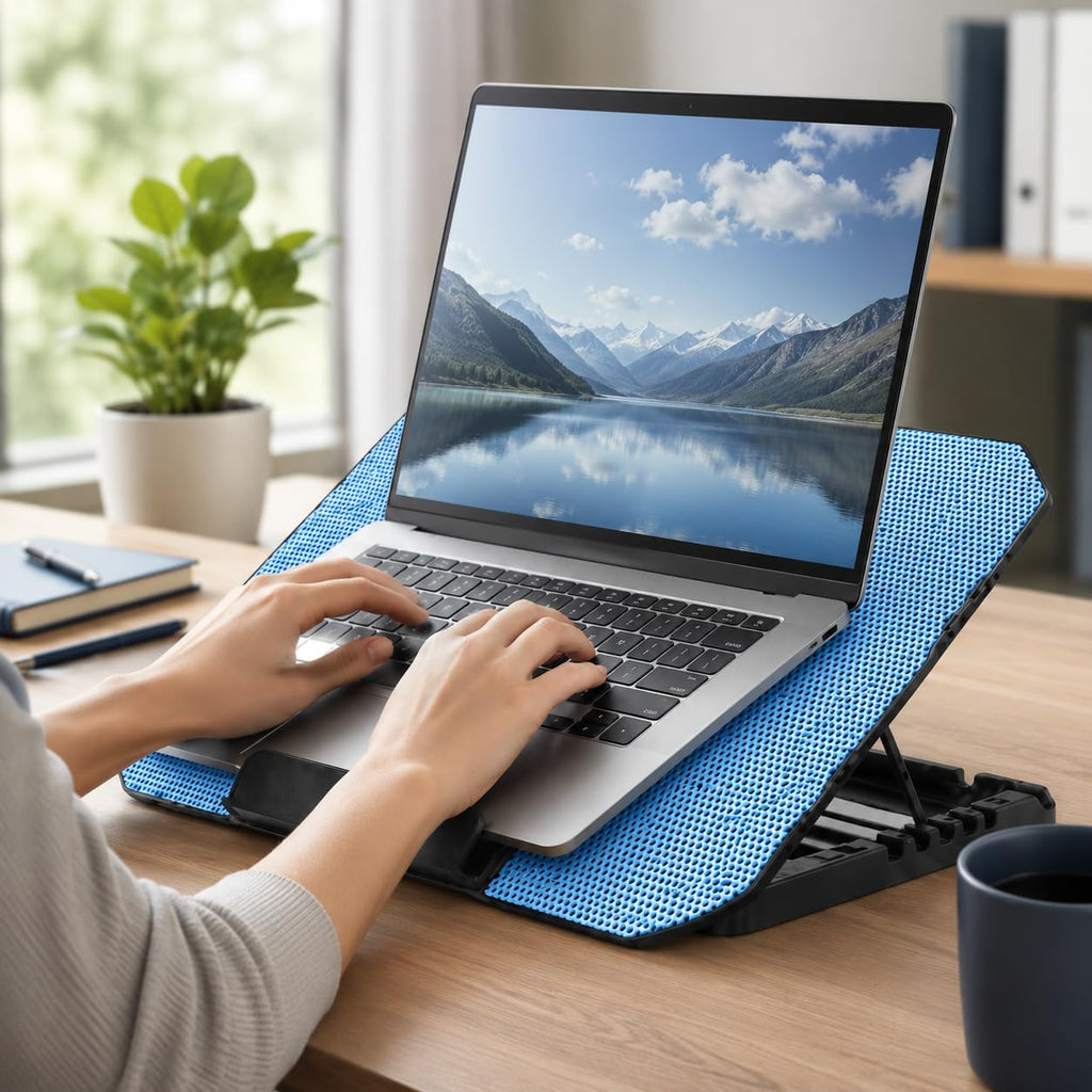 Laptop Stand with Cooling Fan USB Cooling Pad Quiet LED Light Super Air Flow Adjustable Notebook Cooler for Desk Study Office Gaming - image 6