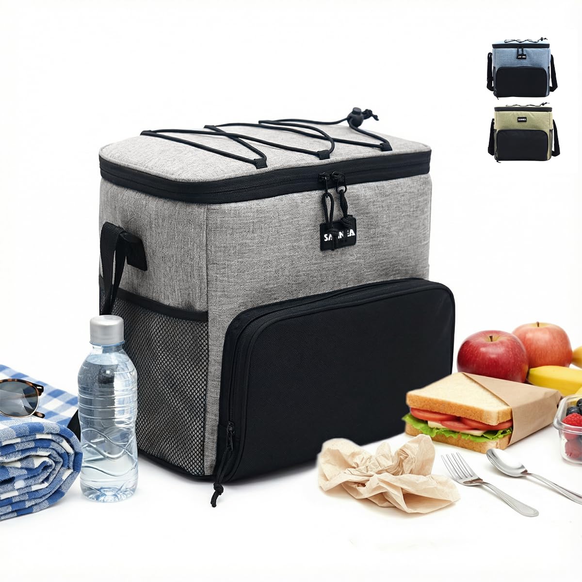 Insulated Lunch Bag Large Capacity Thermal Cooler Bag Double Lined Waterproof Food Carrier With Adjustable Shoulder Strap For Work School Travel Picnic Hot Cold Storage,BB-514 (Grey, 15 L) - image 1