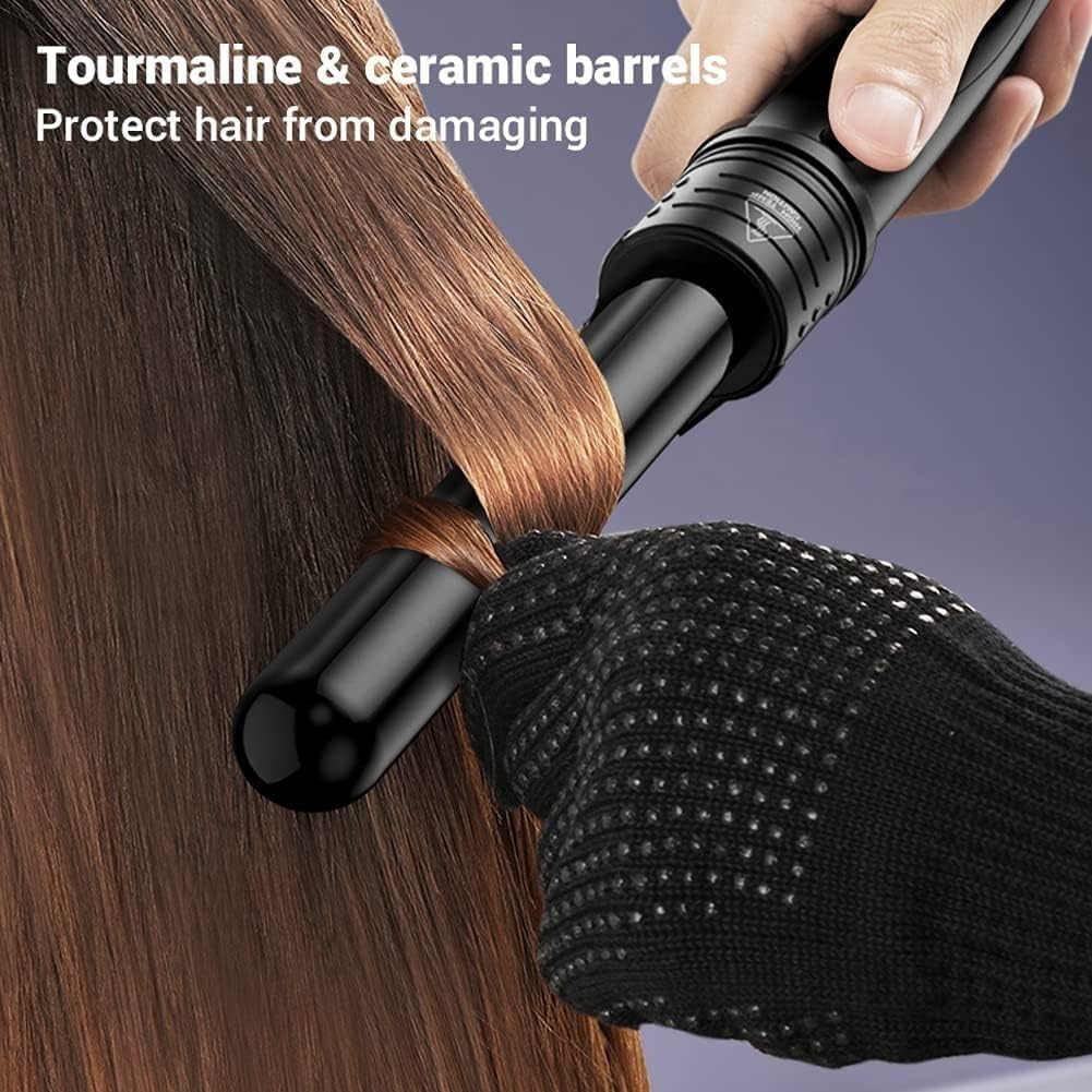 Heat Resistant Glove for Hair Styling, Silicone Bump Protective Finger Glove with Non-Slip Grip for Hair Straightener and Curling Iron, Black, One Size - image 6