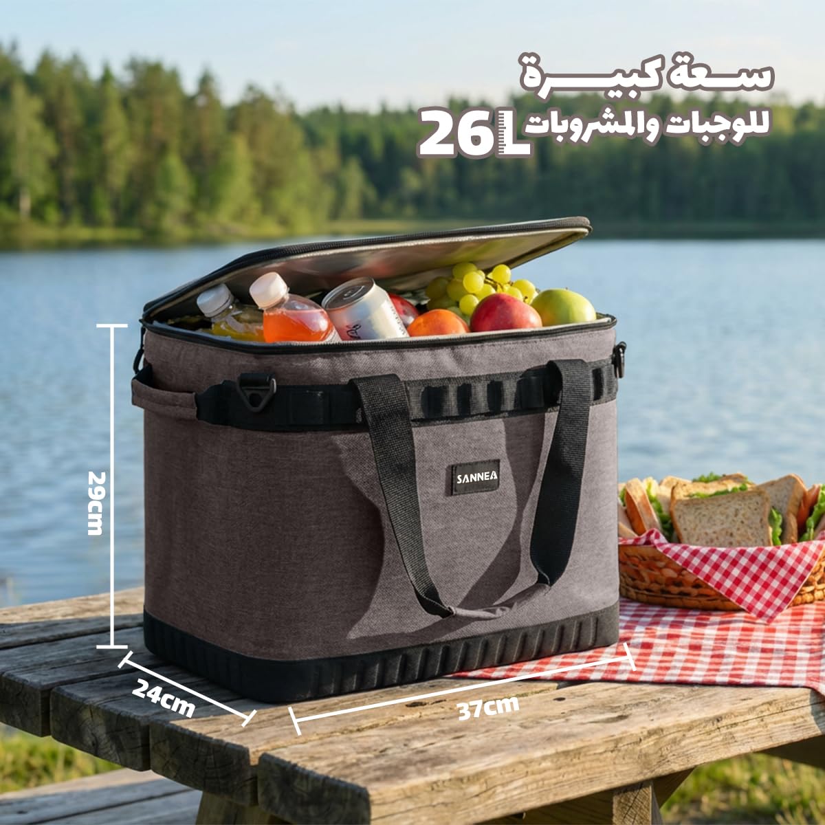 Lunch Bag 26L Large Insulated Thermal Cooler Tote, Waterproof Leakproof Food Storage Bag for Work School Travel Picnic, BB-517 (Brown, 26 L) - image 3