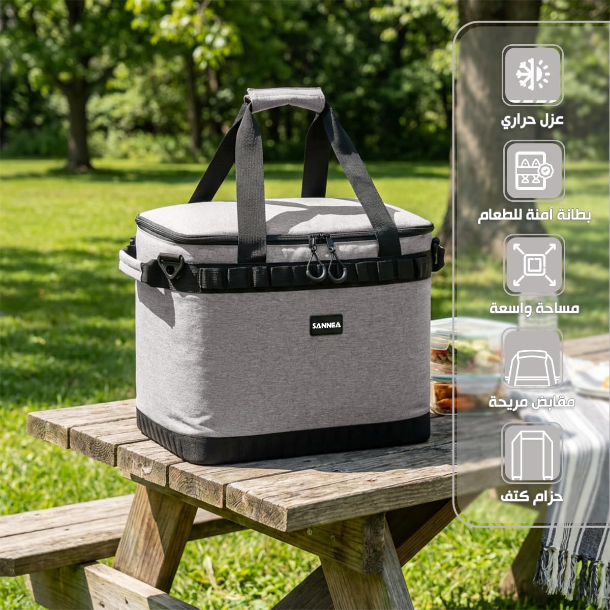 Thermal Lunch Bag Insulated Lunch Box Waterproof Leakproof Food Cooler Storage Tote For Work School Travel Picnic Hot And Cold Food, 26 L, BB-517 (Grey, 26 L) - image 2