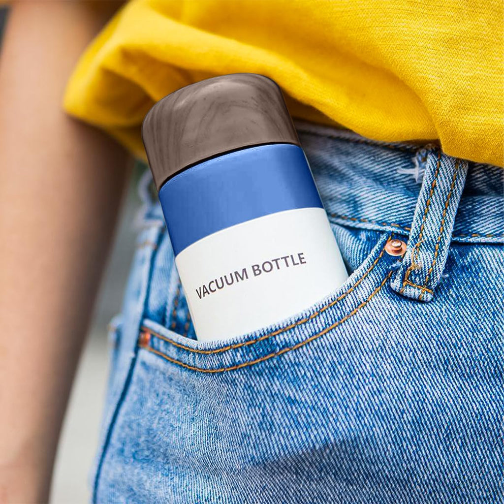 Water Bottle 150ml, Mini Vacuum Insulated Stainless Steel Flask, Slim Portable Reusable Cup for Hot and Cold Drinks, Handbag, Office and Travel (Dark Cerulean) - image 6
