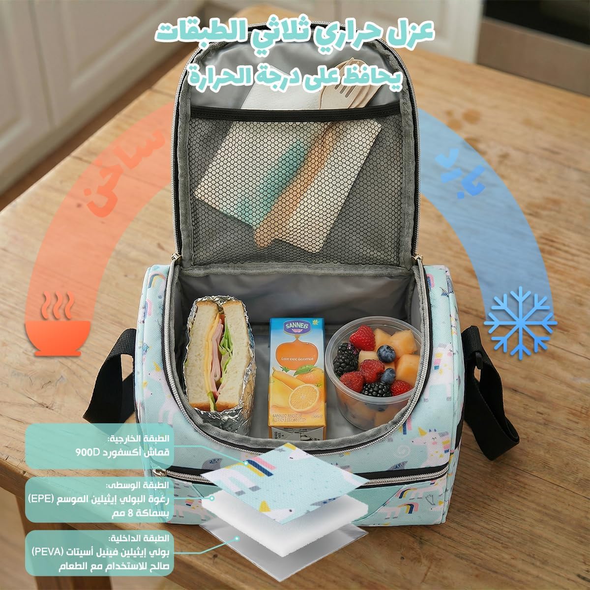 Insulated Lunch Bag 7L, Thermal Food Cooler Tote with Leak-Resistant Lining, Reusable Lunch Box Carrier for Work, School, Picnic and Travel, BB-546 (Unicorn) - image 4