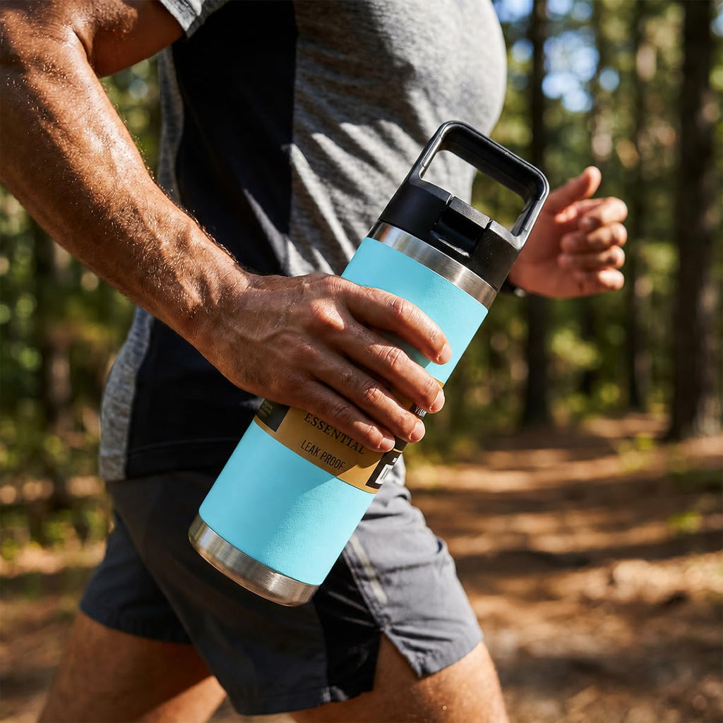 Water Bottle 540ml, Vacuum Insulated Stainless Steel Flask with Straw Lid, Double Wall Leakproof Travel Bottle with Carry Handle, BPA-Free for Gym, Office, School and Camping, F-1550 (Light Green) - image 7