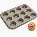 Muffin Pan 12 Cup, Nonstick Reusable Cupcake Baking Tray for Muffins, Mini Cakes, Egg Bites and Individual Desserts, 35 × 26cm, KK-24 (Silver) - image 1