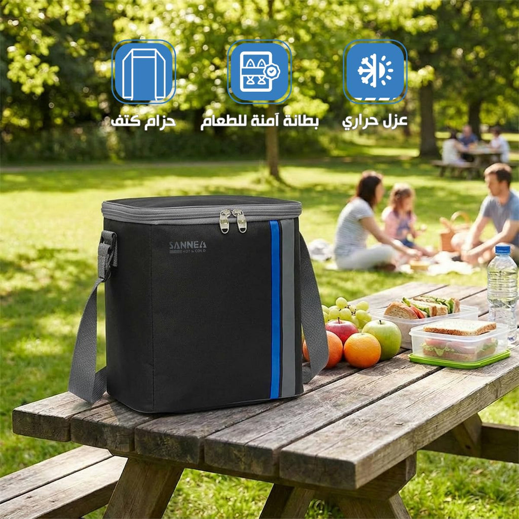 Insulated Lunch Bag 8L, Thermal Cooler Tote with Water-Resistant Exterior and Leak-Resistant Lining, Adjustable Shoulder Strap for Work, School, Picnic and Travel, BB-569 (Black/Blue) - image 2