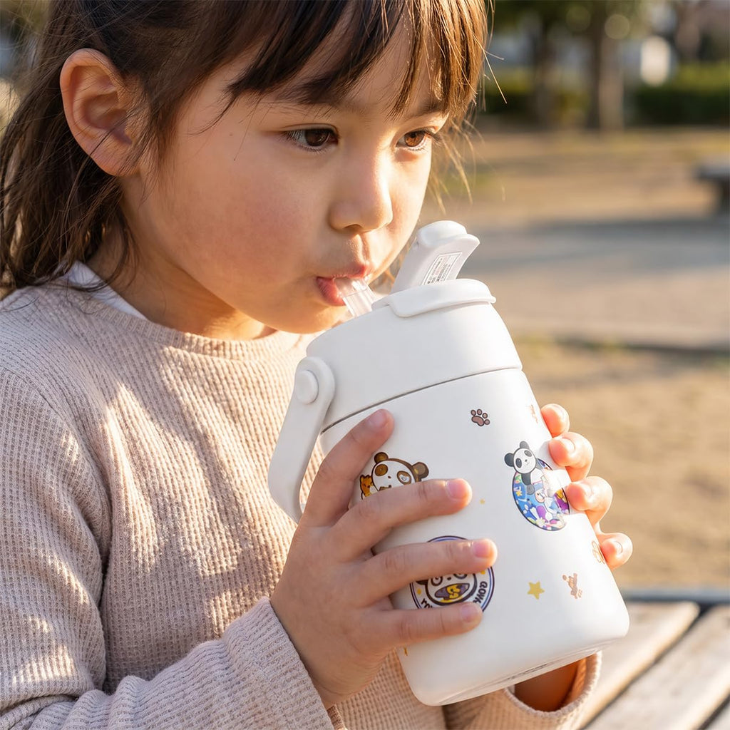 Cup with Straw Lid 400ml - Stainless Steel Drinking Insulated Water Bottle with Carry Handle, Leak-Proof for Hot & Cold Drinks, Portable for School, Travel & Home Use, F-1540 (White) - image 6