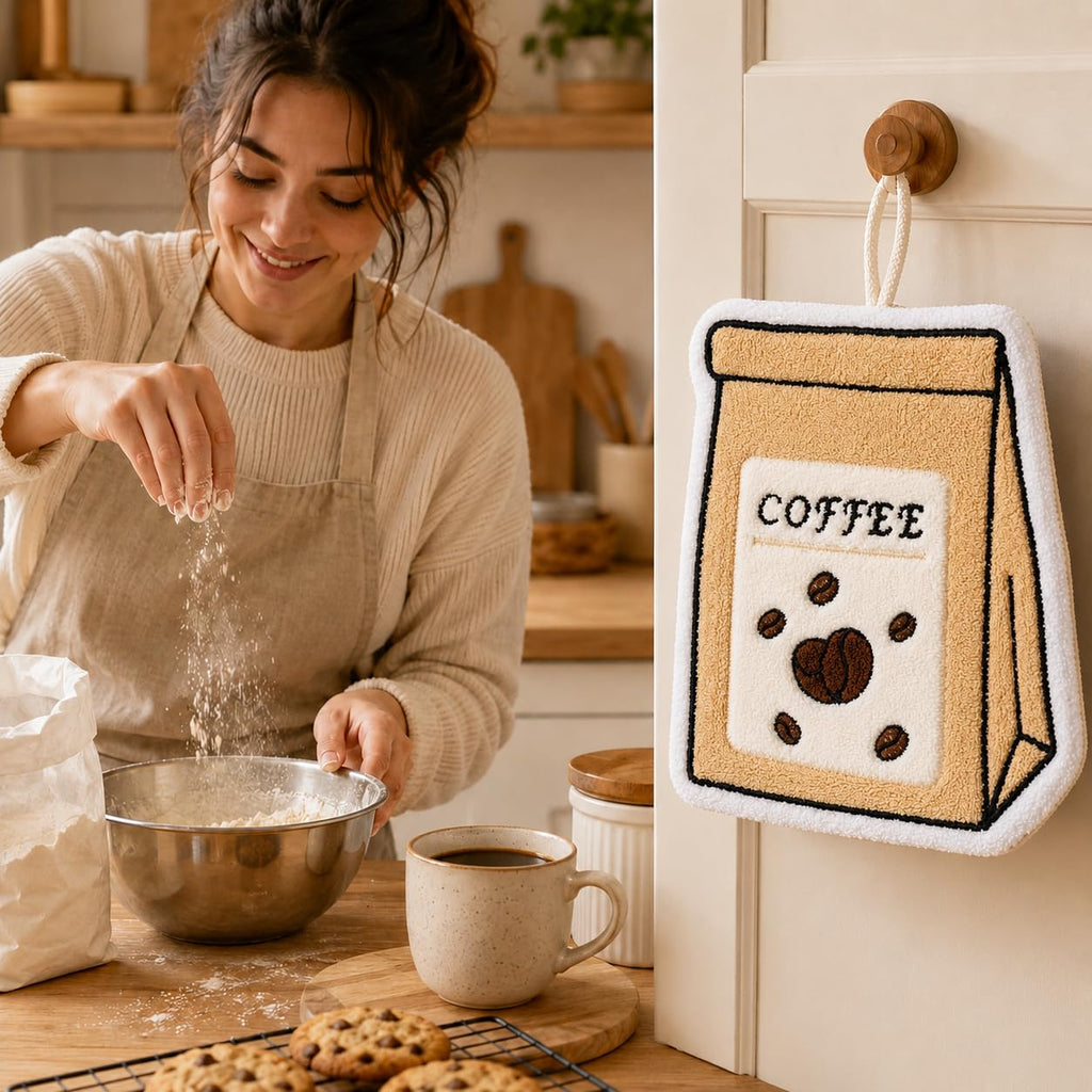 Kitchen Towel, Soft Absorbent Microfiber Hand and Dish Cloth with Hanging Loop, Reusable Towel for Drying Hands, Dishes and Kitchen Surfaces, J-457B, Coffee - image 6