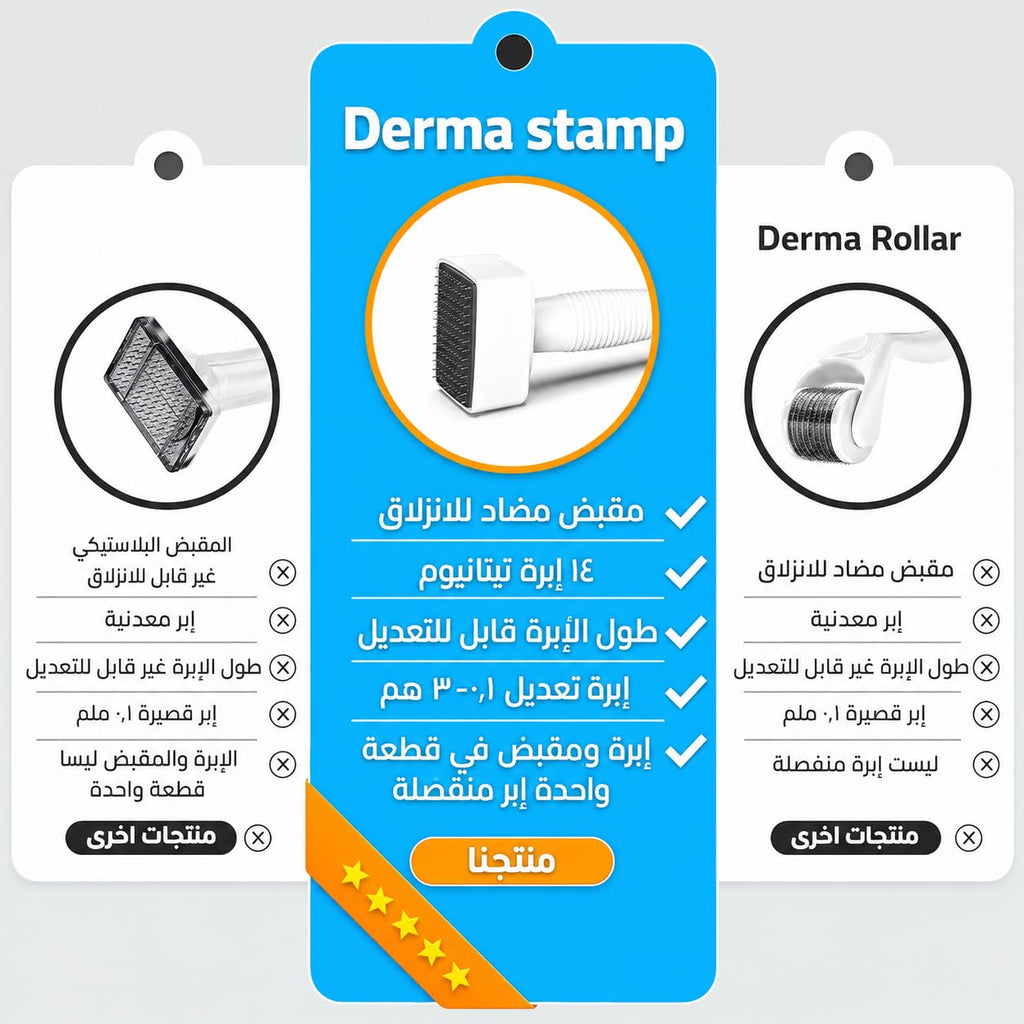 Derma Stamp Adjustable 0-3mm, 140 Titanium Needle Microneedling Tool with Depth Dial for Face, Scalp and Beard Care, Men and Women - image 5