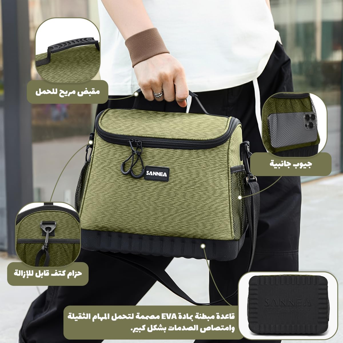 Insulated Lunch Bag 15L, Large Thermal Cooler Tote with Leak-Resistant Lining for Hot and Cold Meals, Reusable Lunch Box Carrier for Work, School, Picnic and Travel, BB-518, Brown - image 4