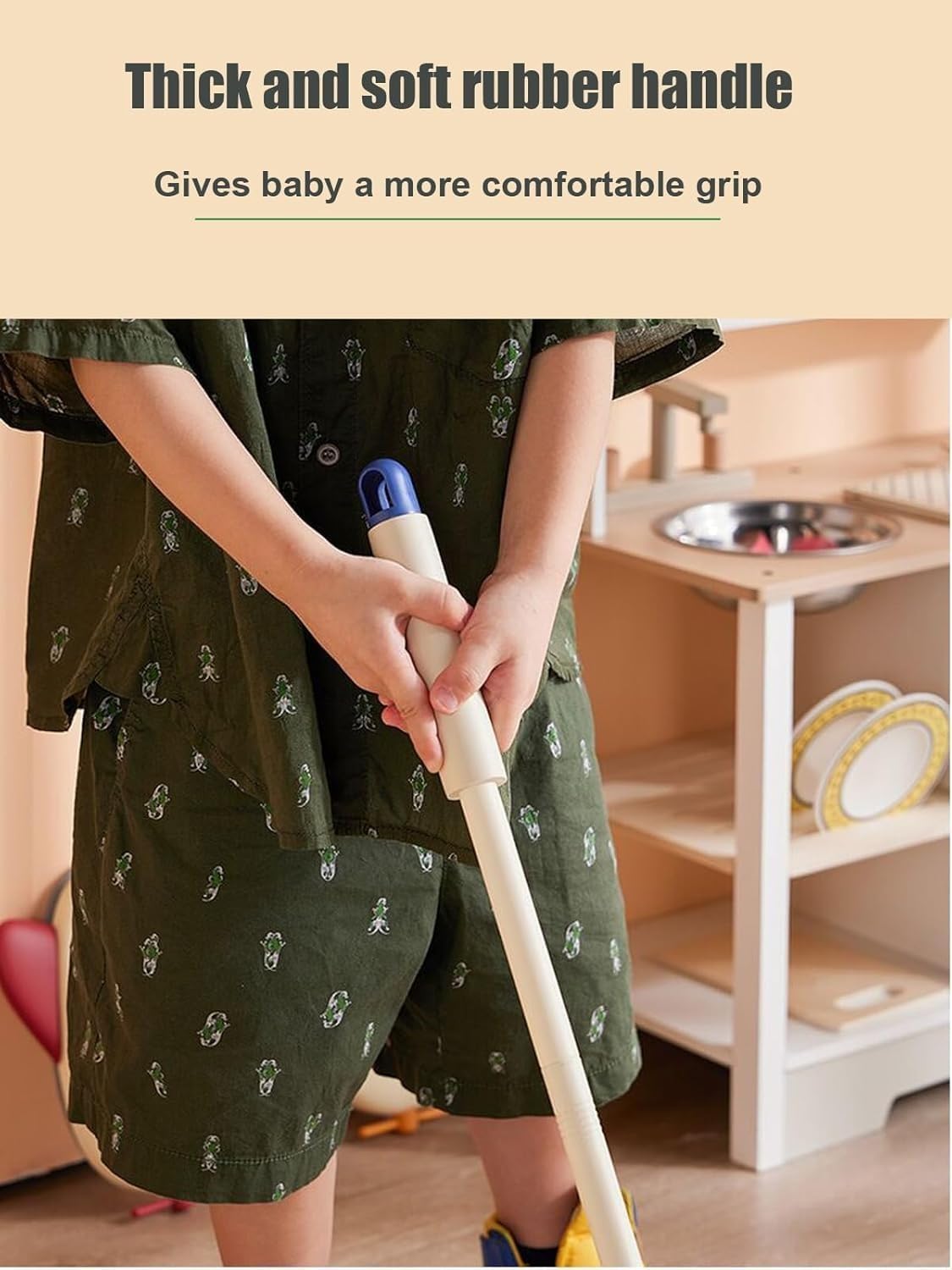 Microfiber Mop For Kids Aircraft Design Flat Mop With Soft Rubber Handle And Dust Cleaning Pad For Holiday Cleaning (Blue) - image 6
