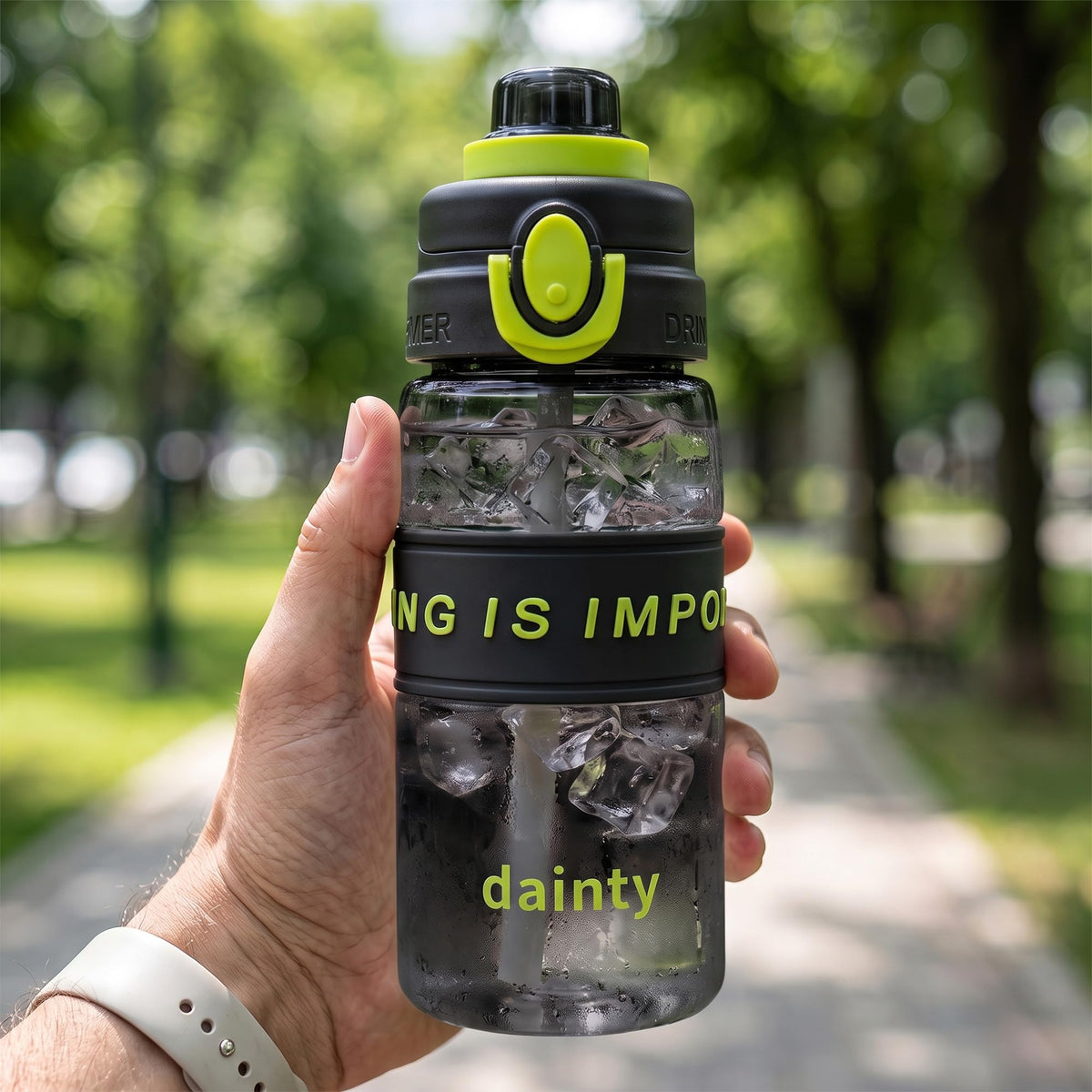 Water Bottle 500ml with Straw, BPA-Free Lightweight Plastic Sports Bottle with Leak-Resistant Lid for School, Gym, Fitness, Outdoor and Travel Use, FL-1315, Black - image 7