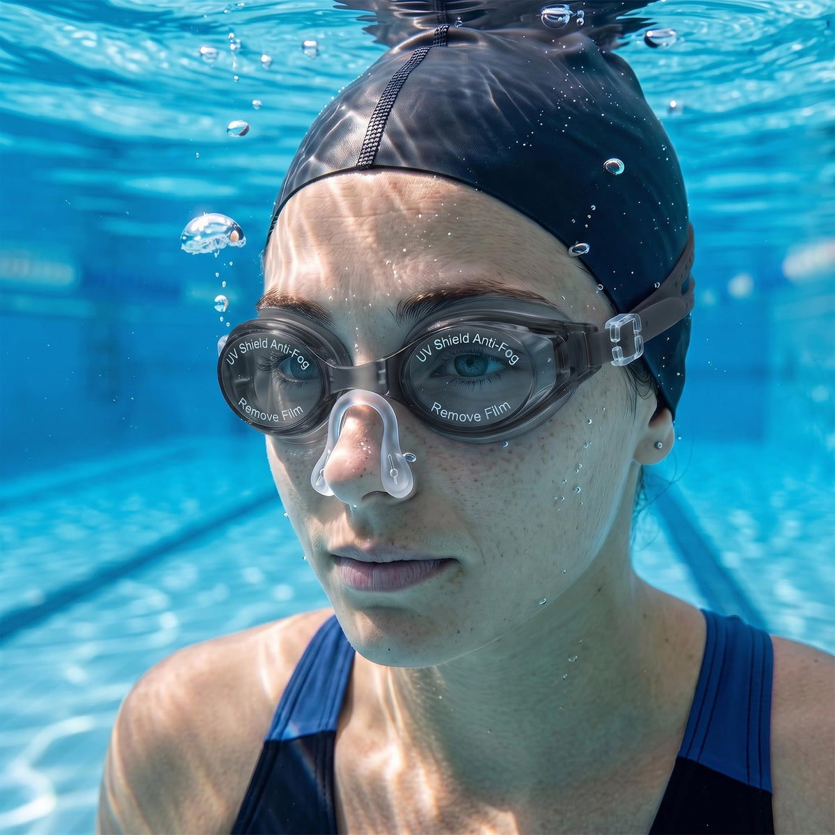 Swimming Goggles with Hypoallergenic Silicone, Shatter-Resistant Lenses and Adjustable Strap, One-Size Swim Glasses for Pool, Beach, Training and Recreational Swimming, SB-380, Black - image 6
