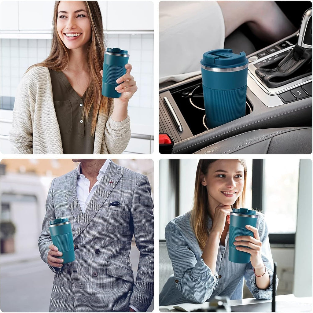 hanso Coffee Cup Stainless Steel Vacuum Mug Keeps Drinks Hot & Cold thermal coffee mug double wall BPA-Free, Travel Mug -, Leak-proof Lid, 380ml (Red) - image 5