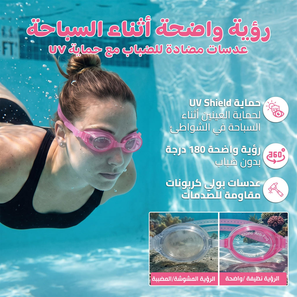 Swimming Goggles, Hypoallergenic Silicone Swim Goggles with Shatter-Resistant Lenses and Adjustable Strap for Pool, Beach, Training and Recreational Swimming, SB-380, Pink - image 3