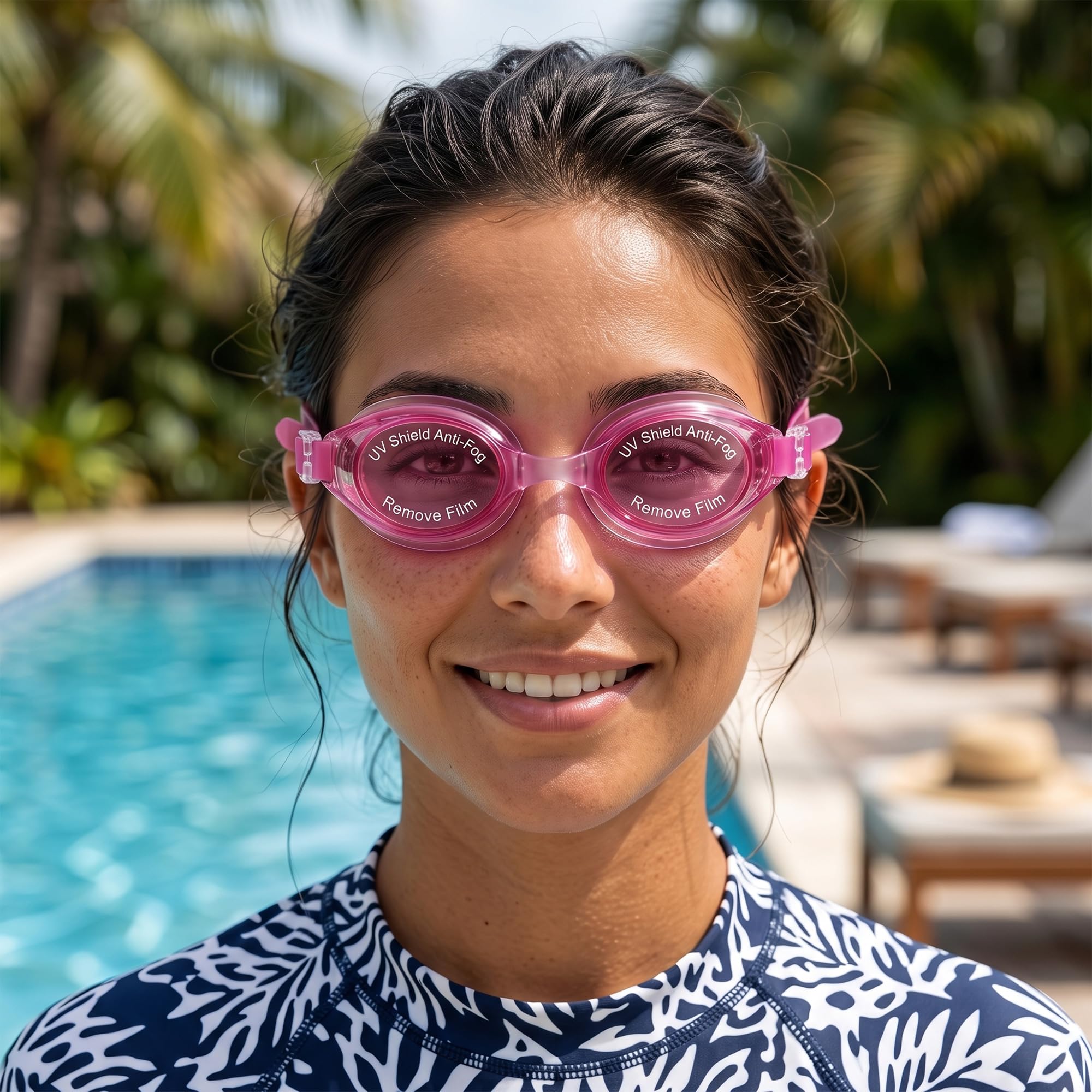 Swimming Goggles, Hypoallergenic Silicone Swim Goggles with Shatter-Resistant Lenses and Adjustable Strap for Pool, Beach, Training and Recreational Swimming, SB-380, Pink - image 7