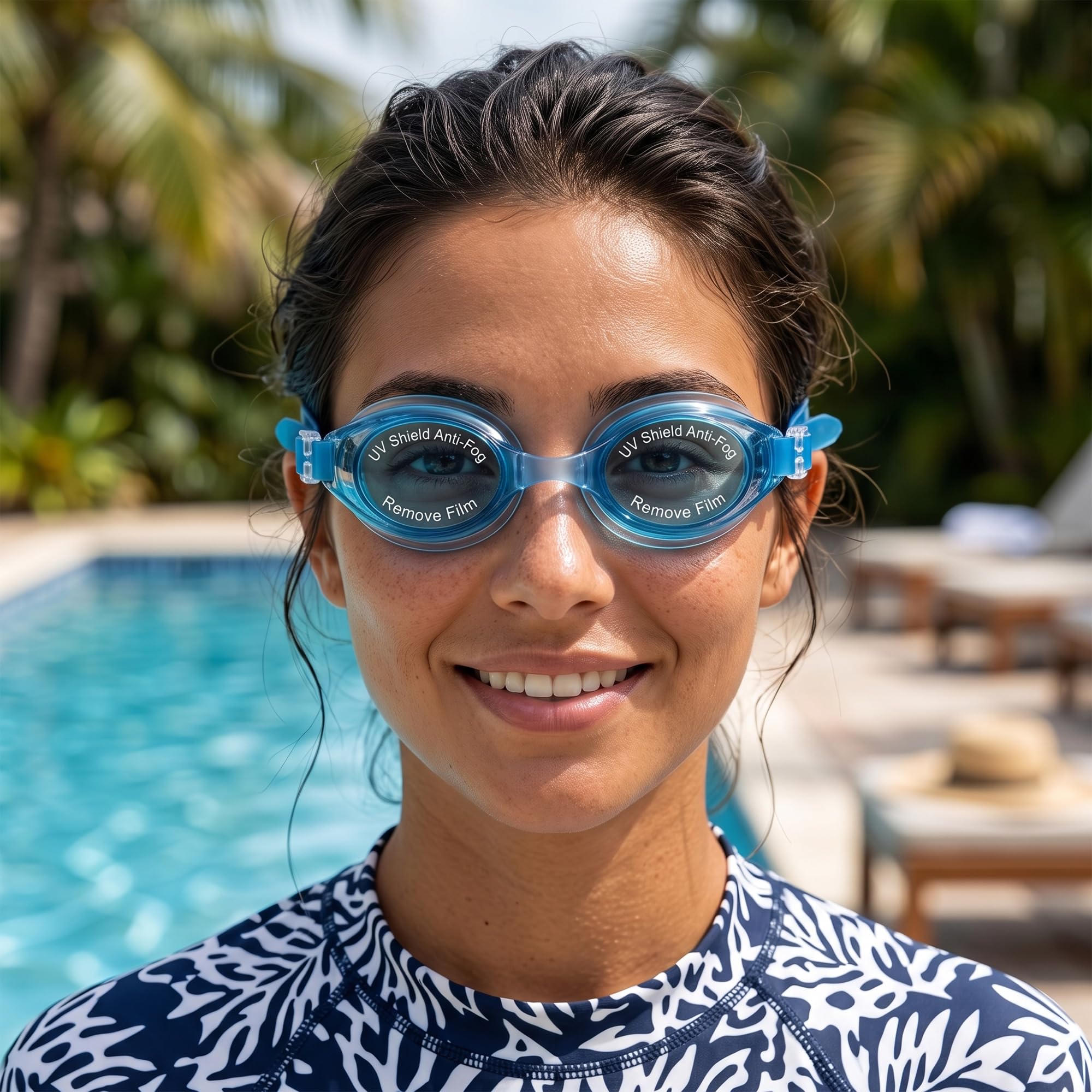 Swimming Goggles with Hypoallergenic Silicone, Shatter-Resistant Lenses and Adjustable Strap for Pool, Beach, Training and Recreational Swimming, SB-380, Light Blue - image 7