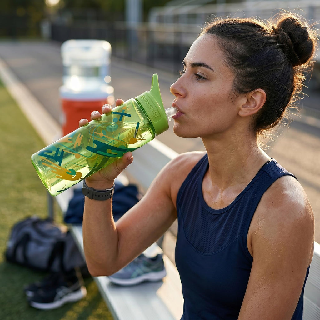 Water Bottle 650ml BPA-Free Plastic with Carry Handle, Leak-Resistant Sports Drinking Bottle for Gym, School, Travel, Home and Outdoor Use, FL-236-B, Green - image 6