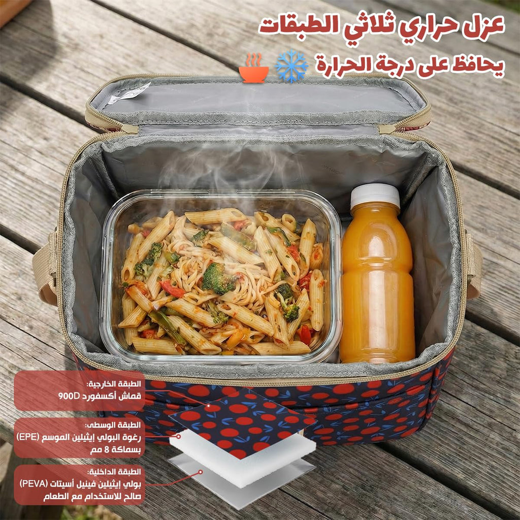 hanso Cooler Bag, Lunch Bag 7.5L, Thermal Lunch Box Tote, Leakproof Waterproof Cooler Bag for Hot and Cold Food, Reusable Meal Storage for Work, School, Travel and Picnic, BB-548 (Cherry) - image 4