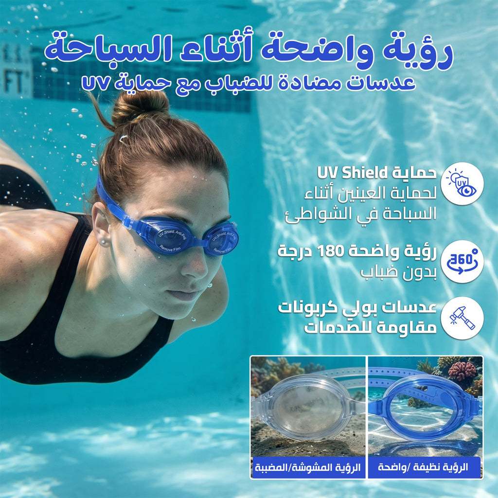Swimming Goggles with Hypoallergenic Silicone, Shatter-Resistant Lenses and Adjustable Strap for Pool, Beach, Training and Recreational Swimming, SB-380, Blue - image 3