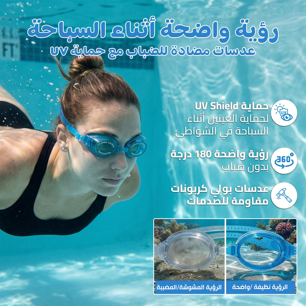 Swimming Goggles with Hypoallergenic Silicone, Shatter-Resistant Lenses and Adjustable Strap for Pool, Beach, Training and Recreational Swimming, SB-380, Light Blue - image 3